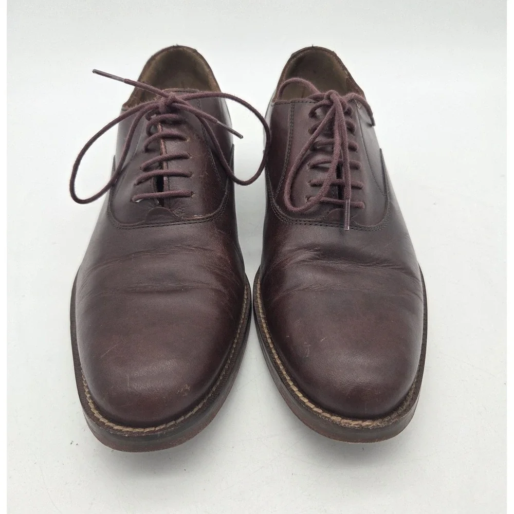 COLE HAAN GRAND OS MADISON C12848 OXFORD PLAIN TOE BROWN LEATHER SHOE MENS 7.5M